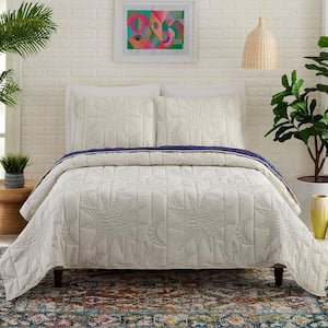 Sun and Moon Natural 2-Piece Twin Cotton Quilt Set