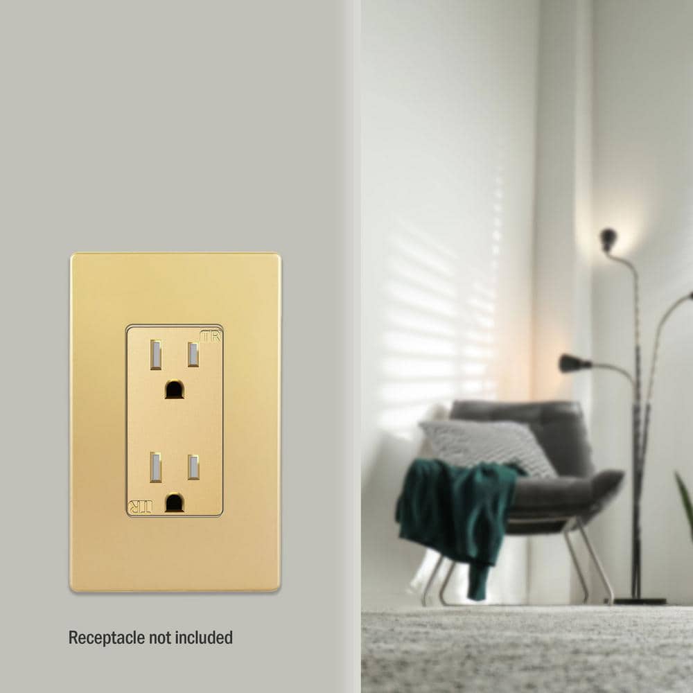 Gold 1-Gang Screwless Decorator Wall Plate, Polycarbonate