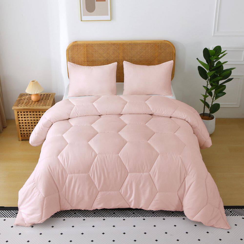 Better Style Home 2-Piece Blush Microfiber Honeycomb Twin Comforter Set price history on PriceWatchPro