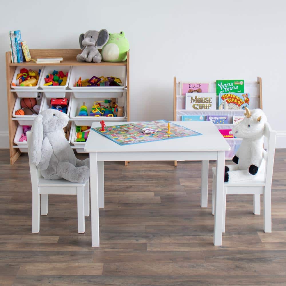Natural Wood and White Kids Toy Storage Organizer with 9 Bins