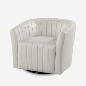 Felipe Ivory Modern Leather Sturdy Metal Base 360-Degree Swivel Chair