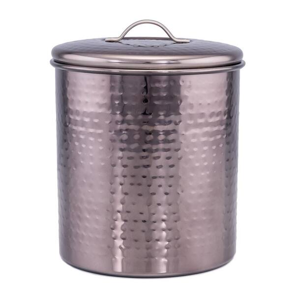 Old Dutch 4 Qt. "Black Pearl" Stainless Steel Hammered Storage Canister with Fresh Seal Cover