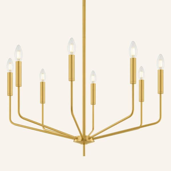 30 in. 8-Light Gold Dimmable Modern Linear Chandelier for Dining Room