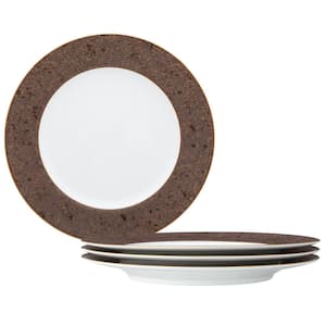 Tozan 10.5 in. (Brown) Porcelain Dinner Plates, (Set of 4)