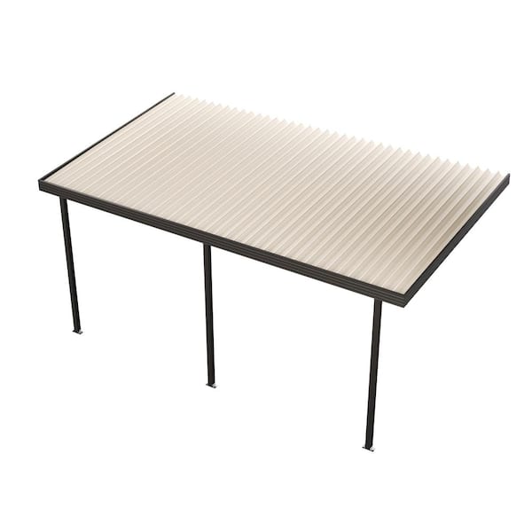 18 ft. x 10 ft. Dark Bronze Aluminum Frame Ivory Roof Patio Cover, 10 lbs. Snow Load