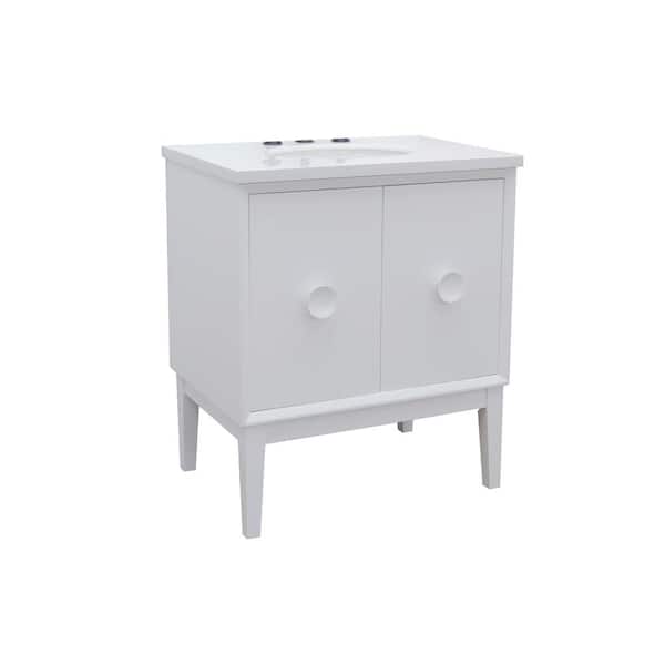 Bellaterra Home Stora 31 in. W x 22 in. D Bath Vanity in White with Engineered Stone Vanity Top in White with White Oval Basin