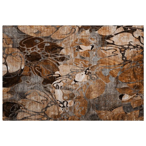 Dream Shag Premium Machine Washable Abstract ADS558 Paprika 3 ft. x 4 ft. Area Rug