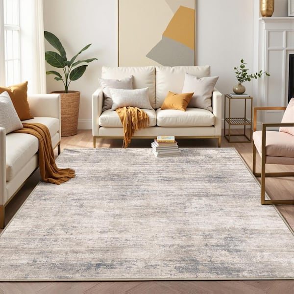 Aurora Beige/Gray 4 ft. x 6 ft. Modern Abstract Area Rug