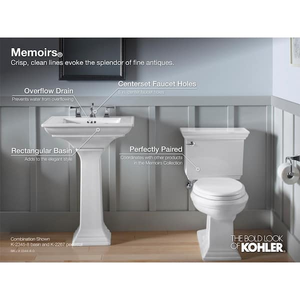 KOHLER Memoirs Ceramic Pedestal Sink Basin in White with Overflow Drain KOHLER Memoirs Ceramic Pedestal Sink Basin in White with Overflow Drain