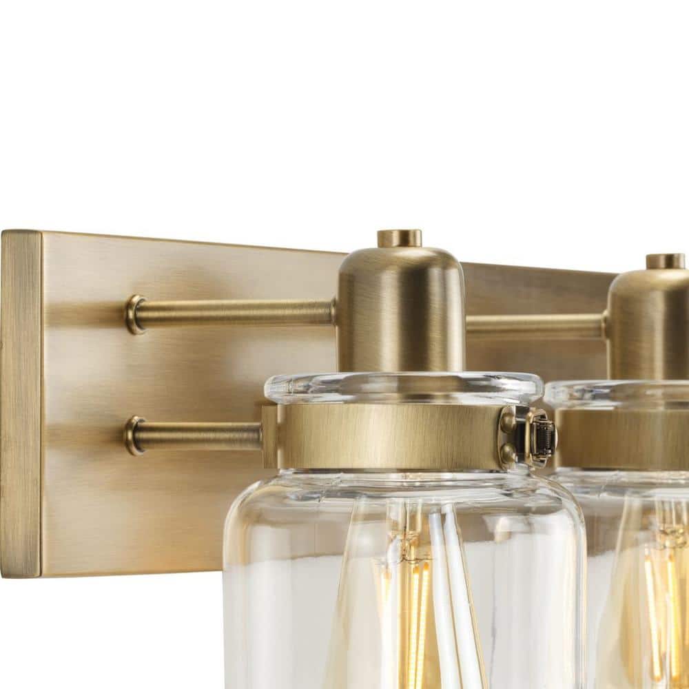 Calhoun 4-Light Vintage Brass and Clear Glass Bath Vanity Light