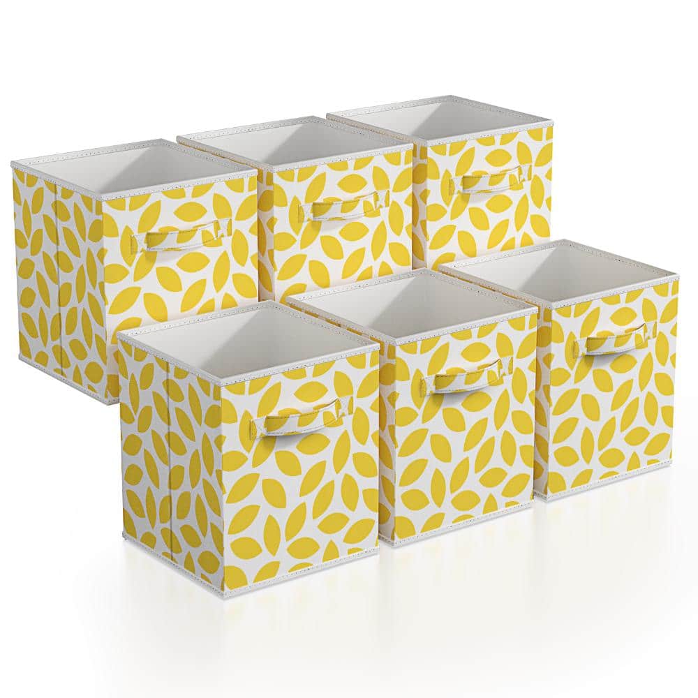 Foldable Storage Cube Bins, 11” Organizer with Handles - 6 Pack - Yellow Leaves price history on PriceWatchPro