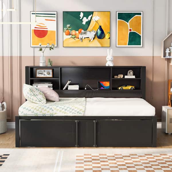 Black full daybed with trundle discount