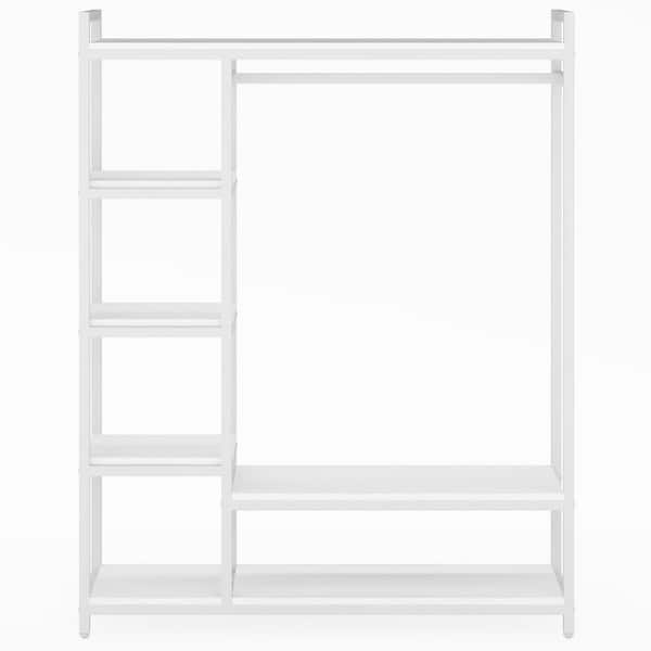 BYBLIGHT Carmalita White Wood 47.3 in. Armoire 4-tier Shelf