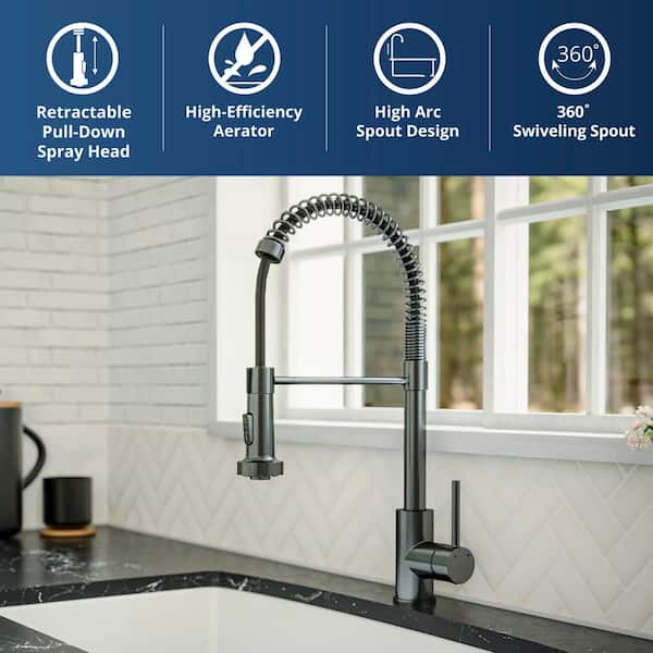 Karran Kadira Single Handle Pull-Down Sprayer Kitchen Faucet in