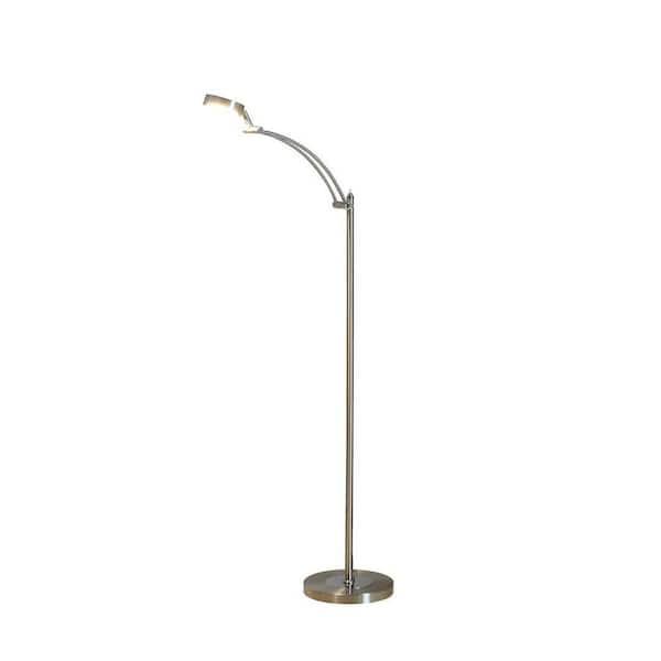ElaineMinimal 54 in. Sliver Industrial Farmhouse 1-Light Arc Floor Lamp for Living Room with Metal Shade