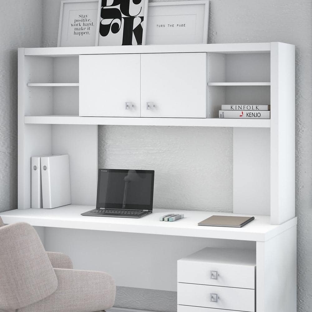 Pure White 60W Hutch with Satin Silver Hardware