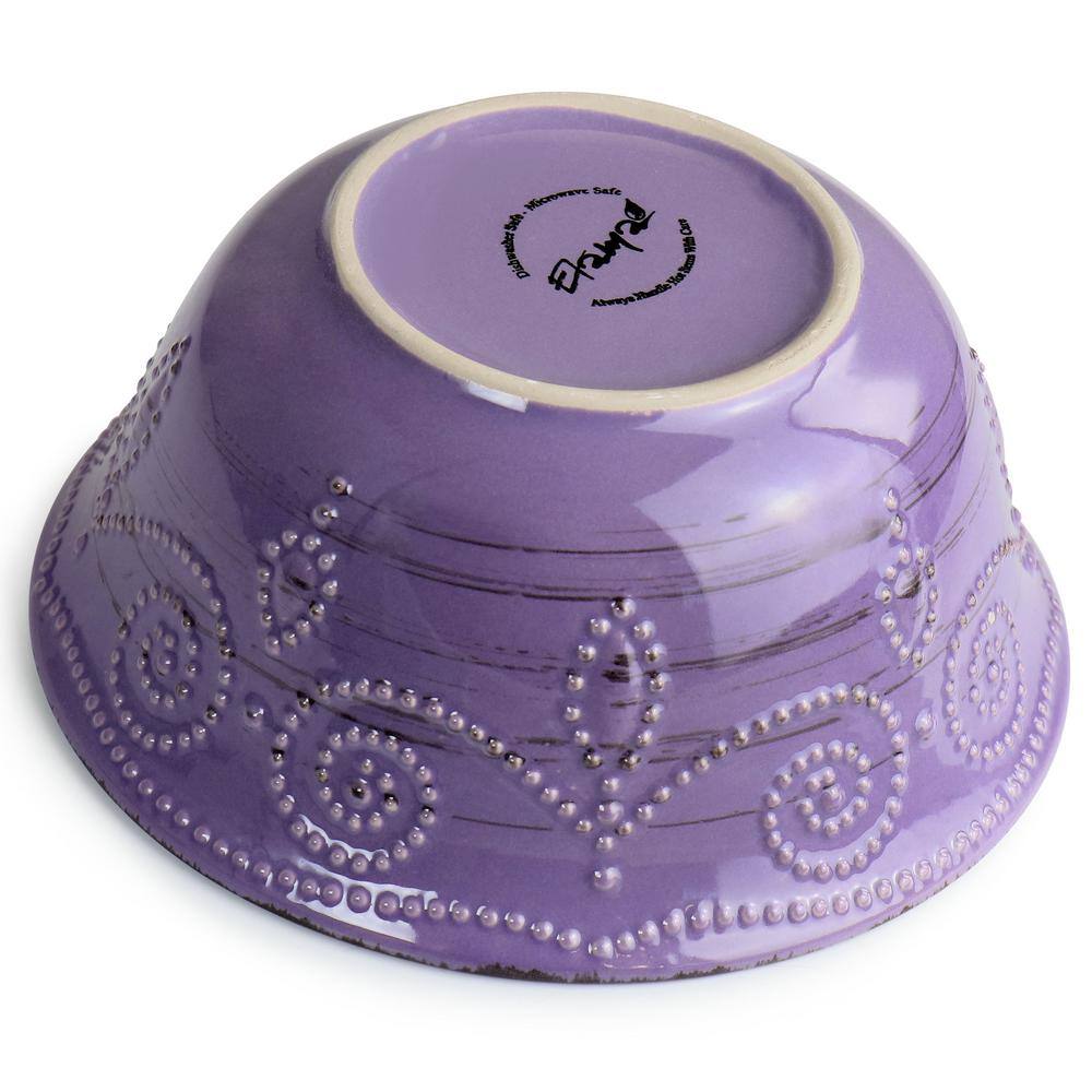 Purple Ceramic 16-Piece Rustic Birch Dinnerware Set
