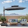 9.83 ft metal cantilever patio umbrella in gray PURPLE LEAF Outdoor 9' x 9' Square All-Weather Grey Entertain guests with an attractive piece of outdoor dcor that also provides quality sun protection with the Outdoor Umbrella and Base by Villacera PURPLE LEAF 9-ft Aluminum Gray
