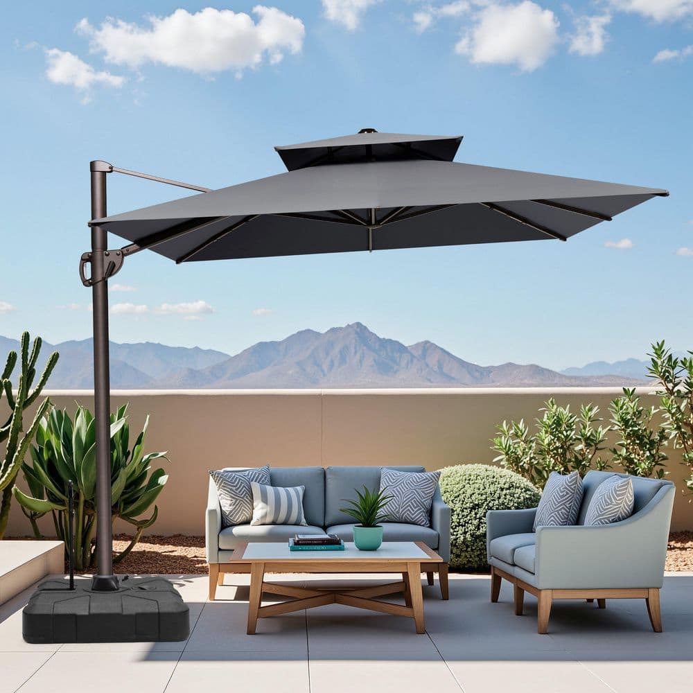39.5 in w resin cantilever patio umbrella Domi Outdoor Living Enhance your outdoor living space with the Beeram 96 x 96 Cantilever Umbrella Sunbrella Cantilever Umbrella 360° Tilt