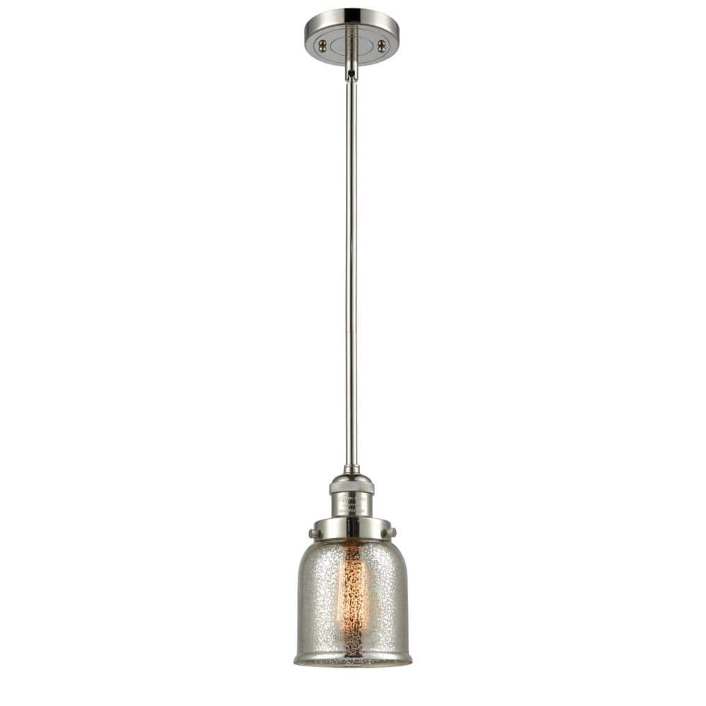 Polished Nickel Mini Pendant with Mercury Glass Shade