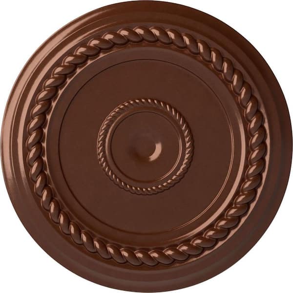 Ekena Millwork 1-1/2 in. x 19-5/8 in. x 19-5/8 in. Polyurethane Alexandria Rope Ceiling Medallion, Copper Penny