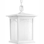 Residence Collection 1-Light Outdoor Textured White LED Hanging Lantern