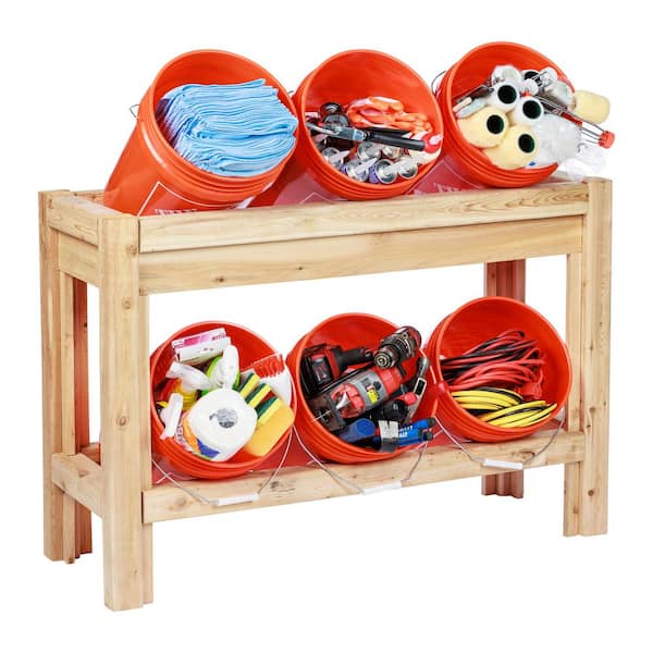 Greenes Fence 2 Tiers Cedar Bucket Garage Storage Shelving