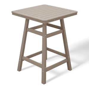 Laguna 30 in. Square HDPE Plastic Counter Height Outdoor Dining High Top Bar Table in Weathered Wood