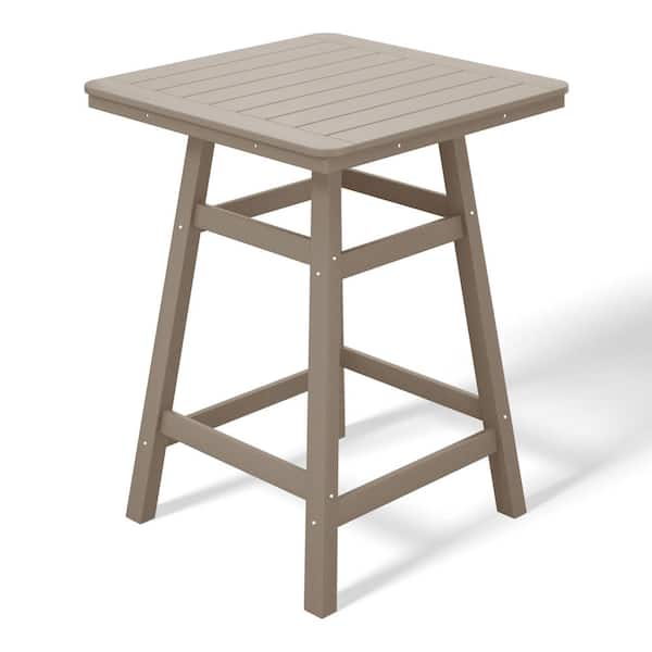 WESTIN OUTDOOR Laguna 30 in. Square HDPE Plastic Counter Height Outdoor Dining High Top Bar Table in Weathered Wood