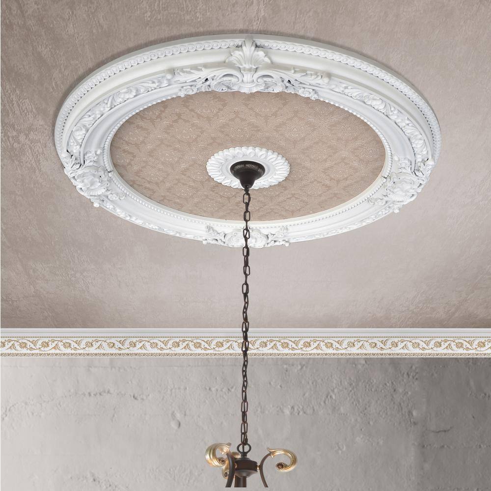 Blanco 36" White and Beige Polystyrene Chandelier Ceiling Medallion