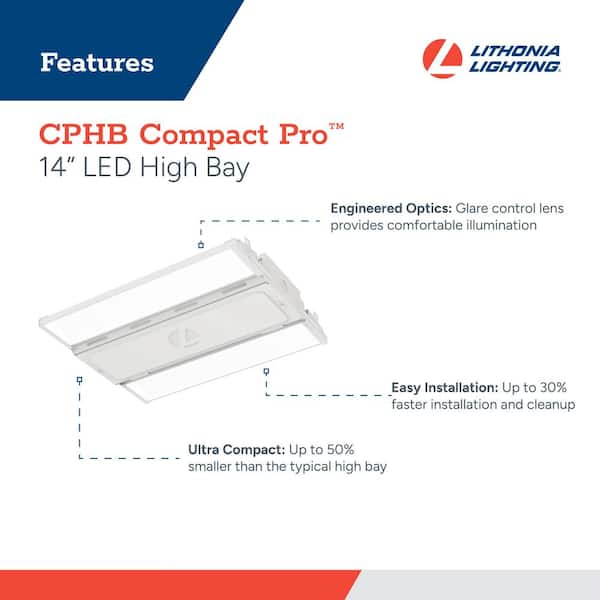 Lithonia Lighting Contractor Select CPHB 1.2 ft. 175-Watt Equivalent Integrated LED Dimmable White High Bay Light, 5000K