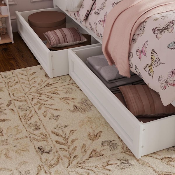 AFI White Mid-Century Modern Solid Wood Twin-Full Under Bed