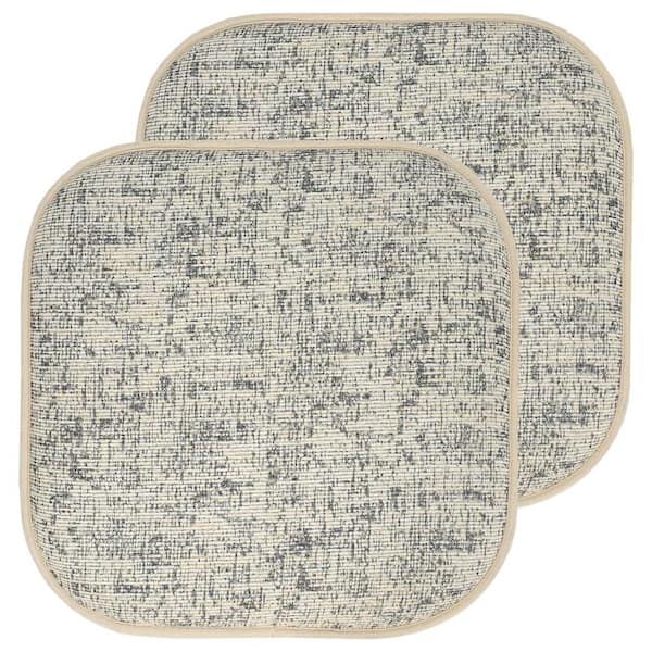 Sweet Home Collection Broadway Square Memory Foam 16 in.x16 in. Non-Slip Back, Chair Cushion (2-Pack), Cream/Blue