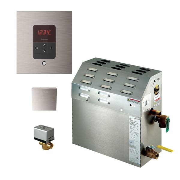 Mr. Steam 7.5kW Steam Bath Generator with iTempo AutoFlush Square Package in Brushed Nickel