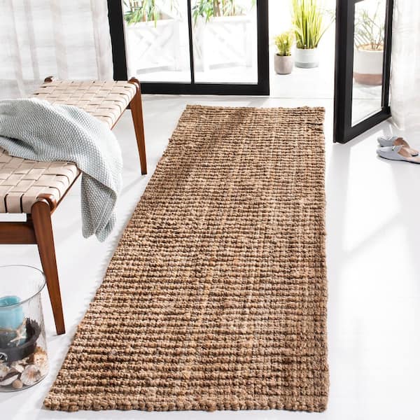 Natural Fiber Beige 3 ft. x 12 ft. Solid Runner Rug