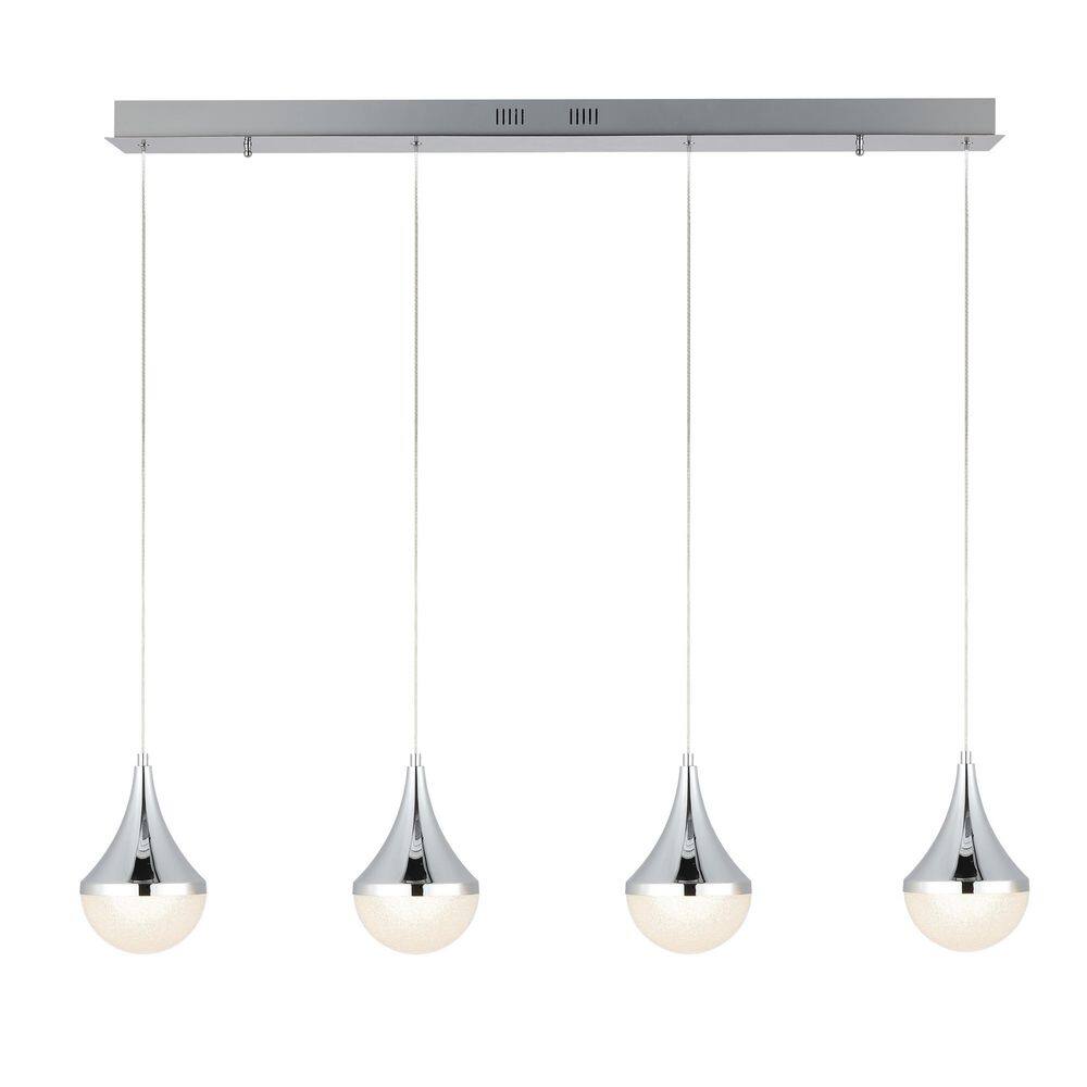 Elena Teardrop Chrome 47" LED Linear Pendant with Frosted Shade