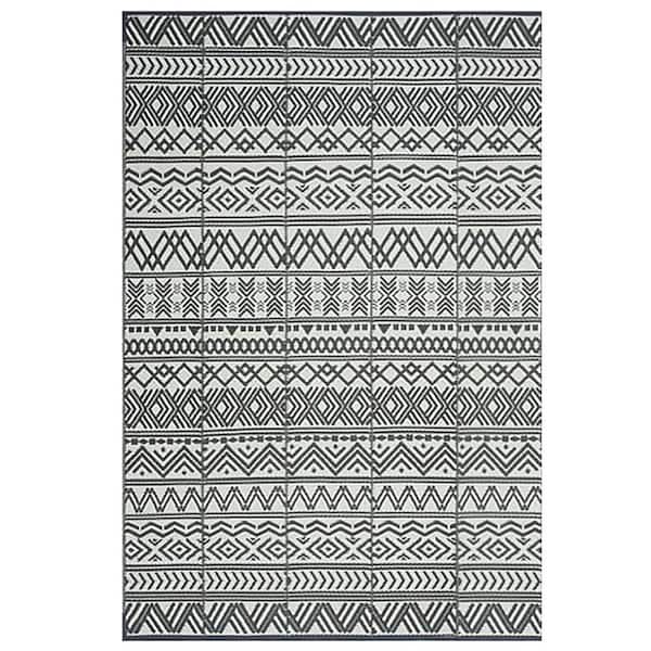 Gray 6 ft. x 9 ft. Reversible Portable Plastic Indoor/Outdoor Area Rug