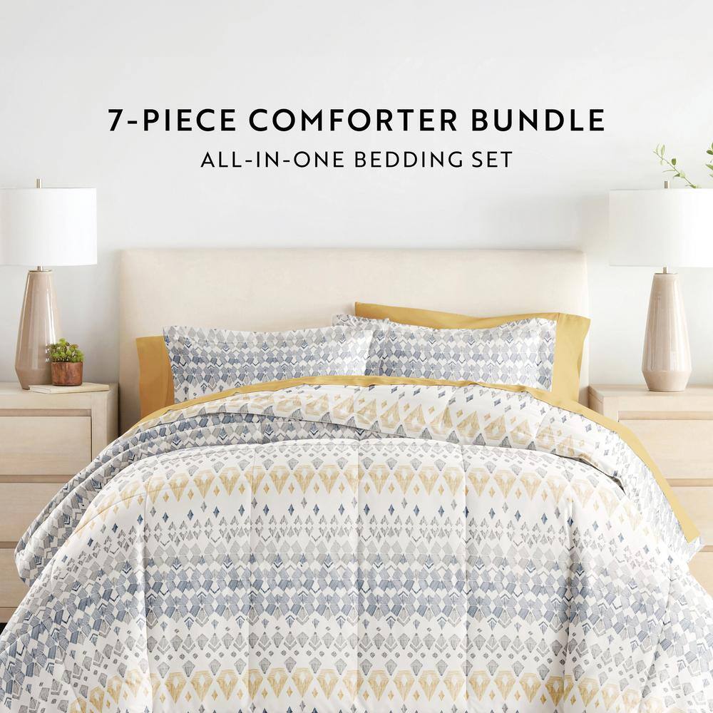 Twin Gray Geometric Microfiber Bed in a Bag Set