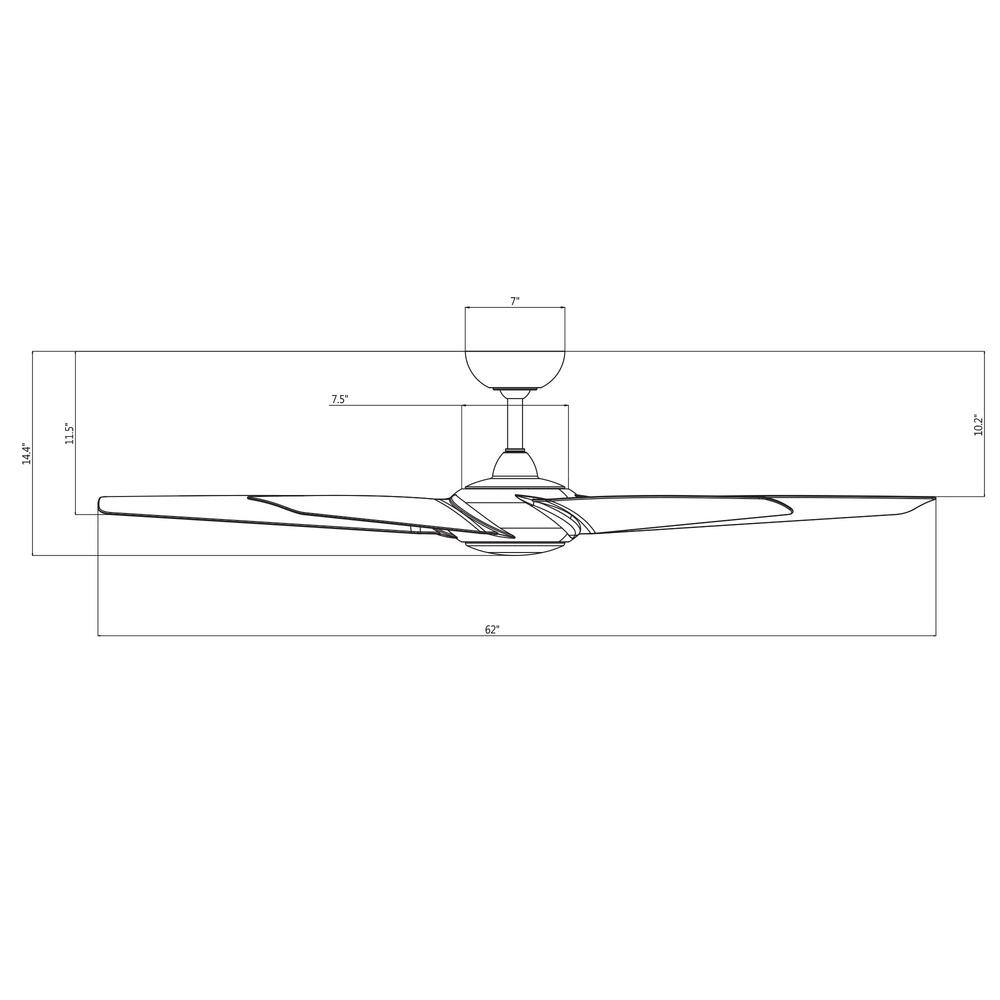 Lucid 62" Soft Brass & Matte Black Smart Ceiling Fan with Remote