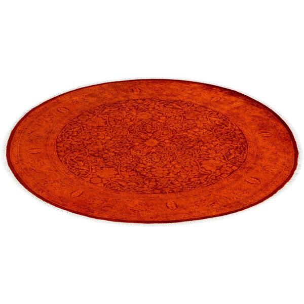 Overdyed Orange 5 x 5 Solid Wool Indoor Area Rug