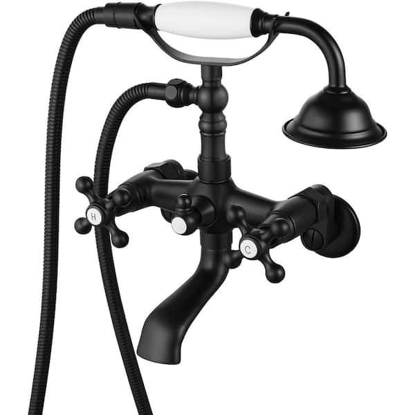 Unbranded Single-Handle Claw Foot Tub Faucet with 6 in. Center Adjustable Swing Arms Tub Mount Short Adapter in. Matte Black