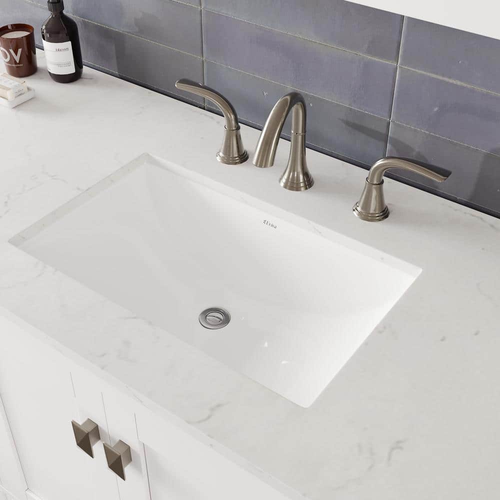Aberdeen 60" White Birch Marble Single Sink Vanity with Porcelain Basin
