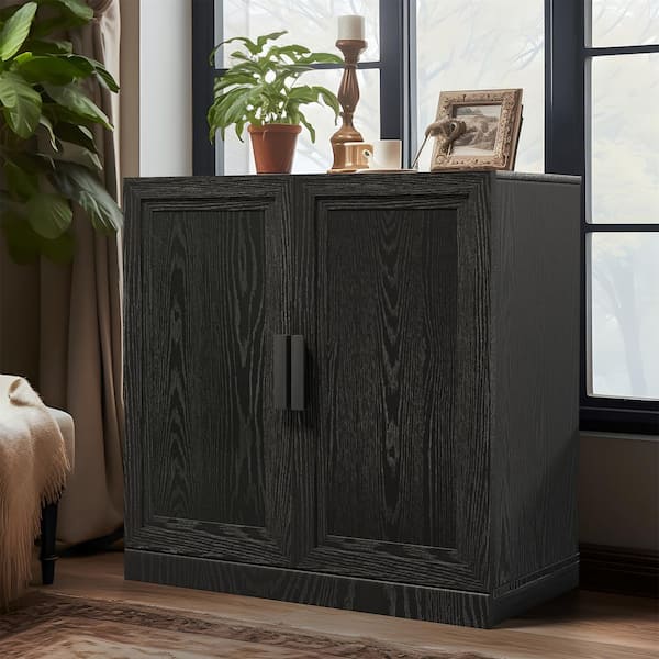 Dovelina Black Wooden 31 in. H Storage Cabinet with Adjustable Shelves Accent Cabinet