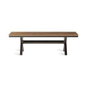 60 in.Alu Recycled Plastic Wood Outdoor Patio Benches X-Leg Dining Bench for Outdoor Patio Garden Backyard-Brown