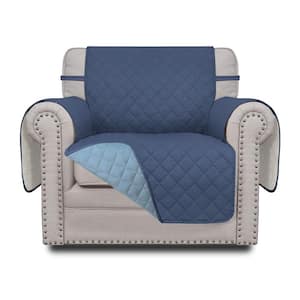 Chair Slipcover Reversible Sofa Cover Water Resistant Couch Cover Furniture Protector CoverChair, Dark Blue/Light Blue