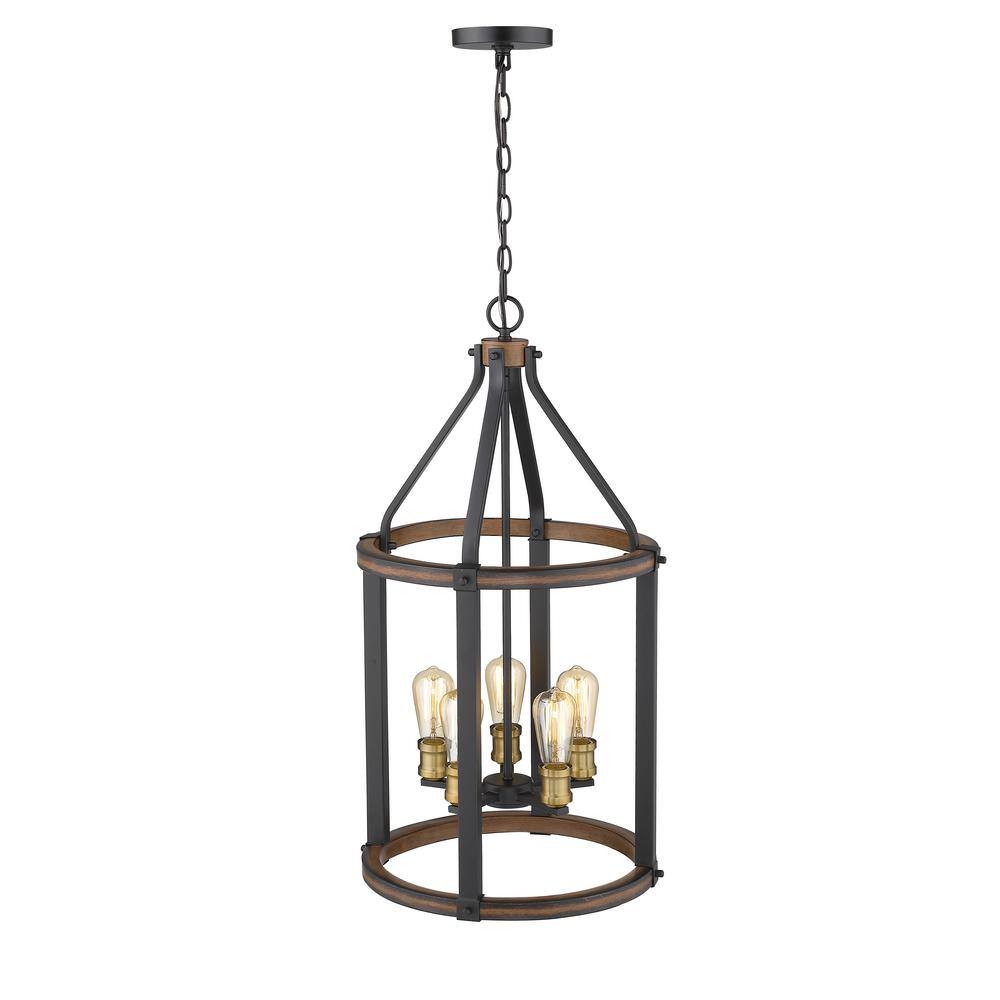 Kirkland Rustic Mahogany 31" Glass Drum LED Pendant Light