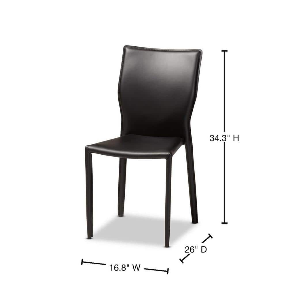 Black Faux Leather Upholstered Metal Side Chair with Cane Back