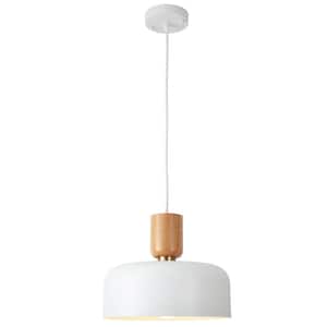 1-Light White Industrial Pendant Light with Metal Shade for Bedroom Dining Room Kitchen, No Bulbs Included