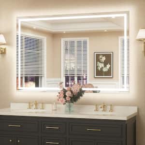 55 in. W x 36 in. H Rectangular Frameless LED Lighted Bathroom Vanity Mirror with Light with Backlit and Anti-Fog
