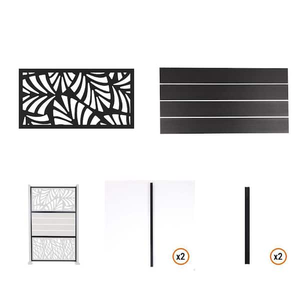 Privacy Screen Kit with Palm Insert and Slate Boards For In-ground Installation with Frame and Posts Deckorators